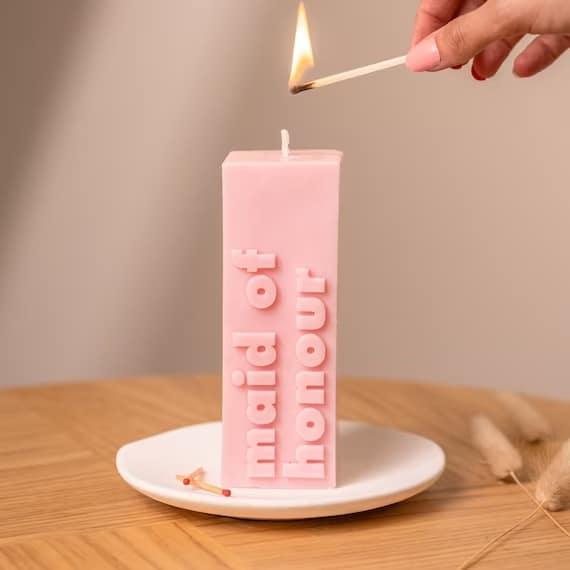 Maid of Honor Block Pillar Candle by Flamingo