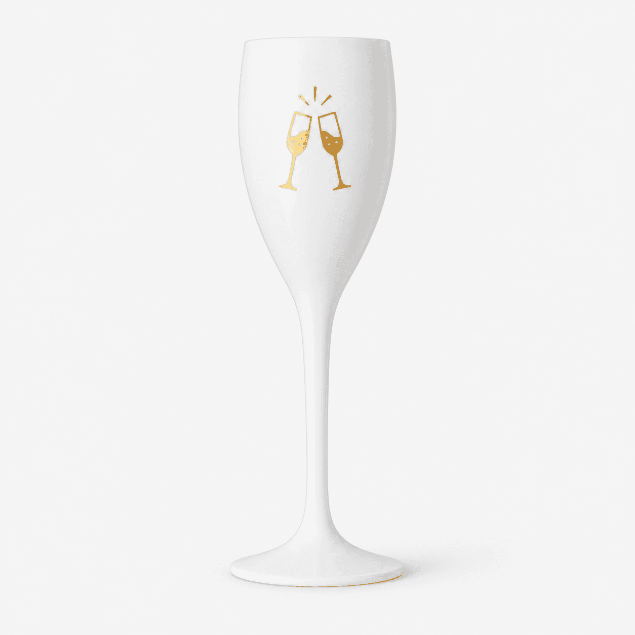 White Champagne Flute - Gold Clinking Glasses