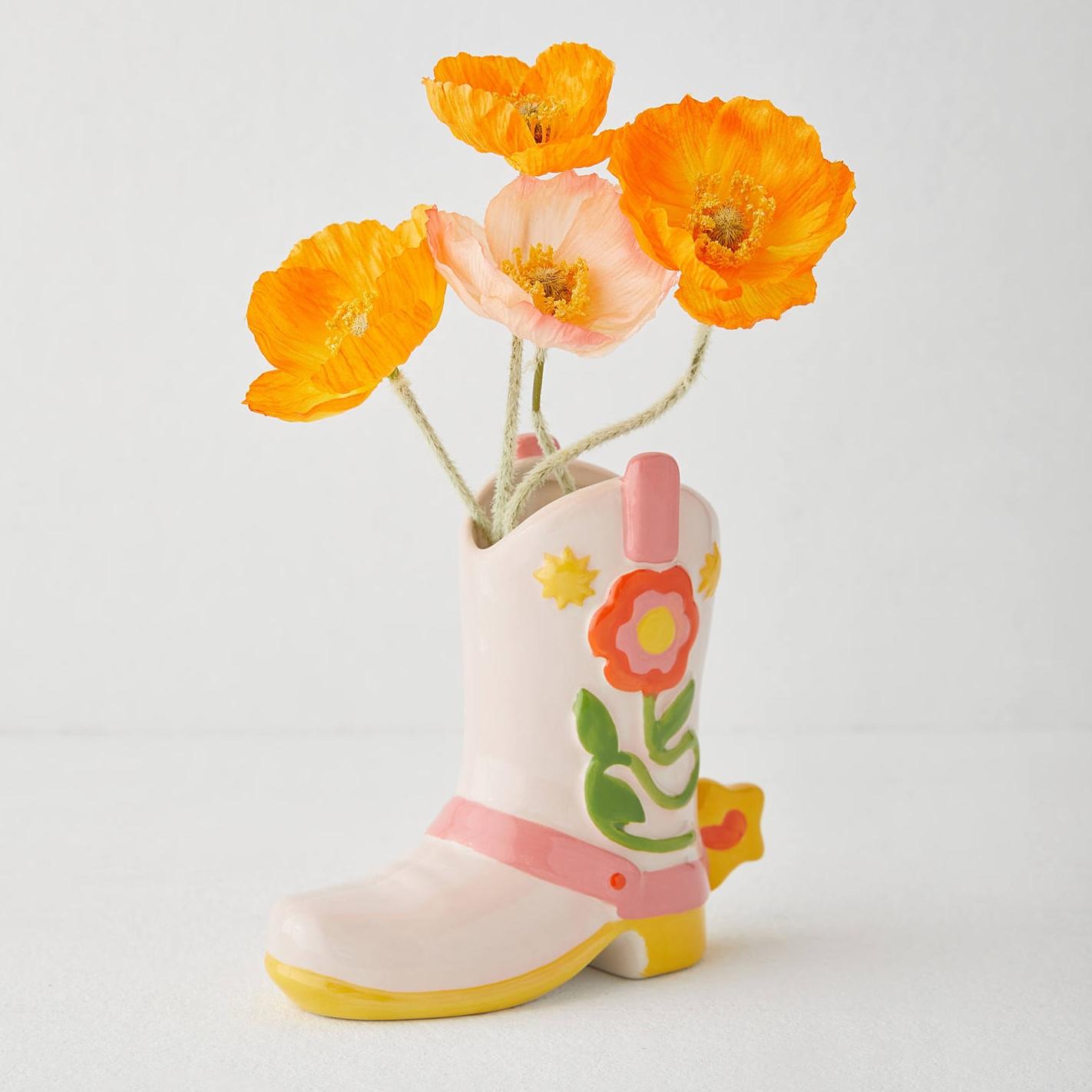Small Cowboy Boot Vase