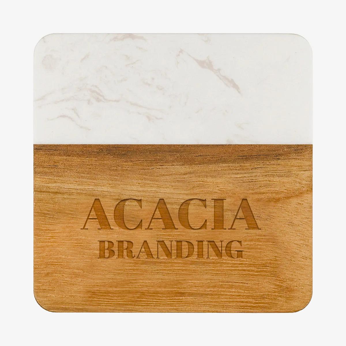 Acacia and Slate Square Coaster