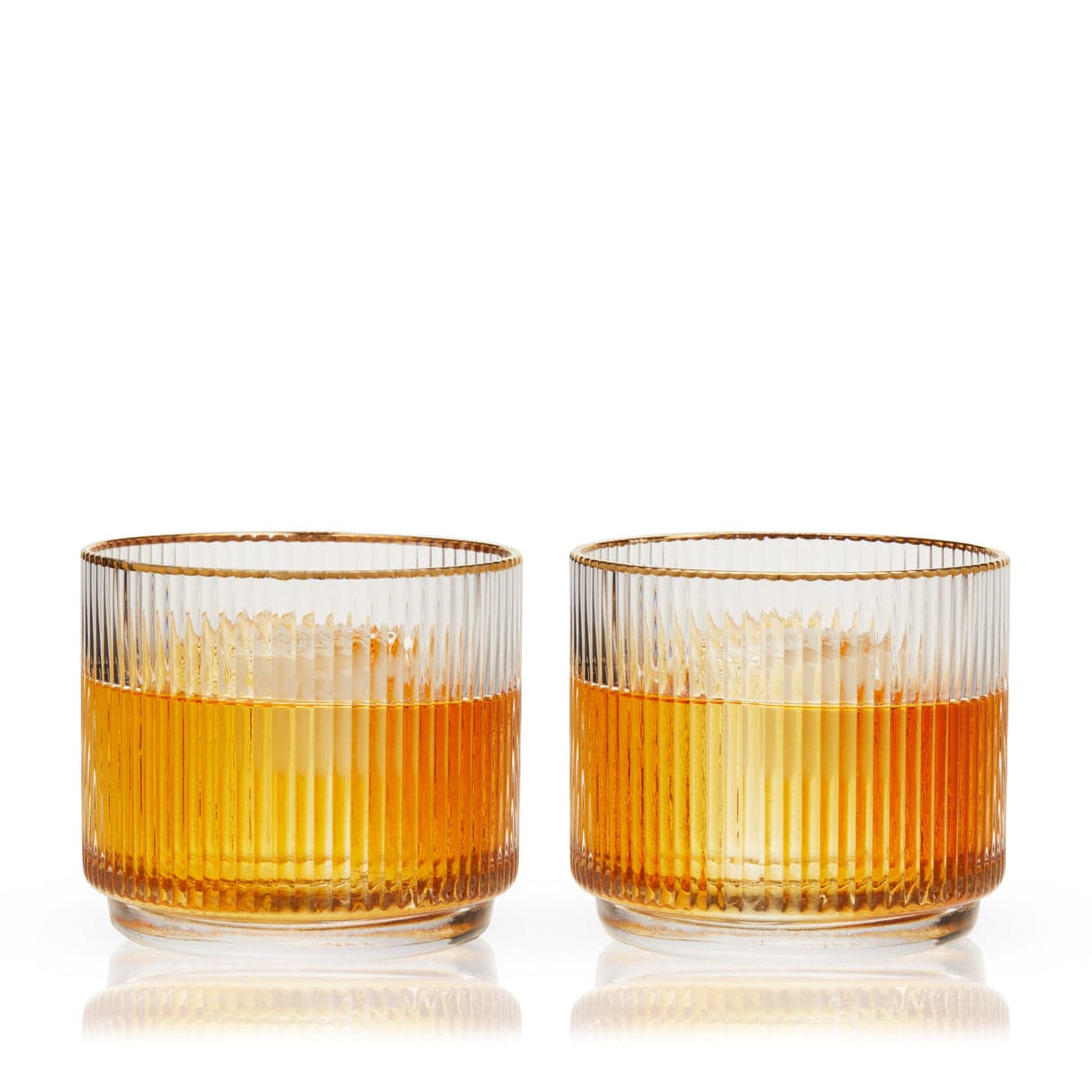 Meridian Gold Rimmed Crystal Lowball Tumblers, Set of 2