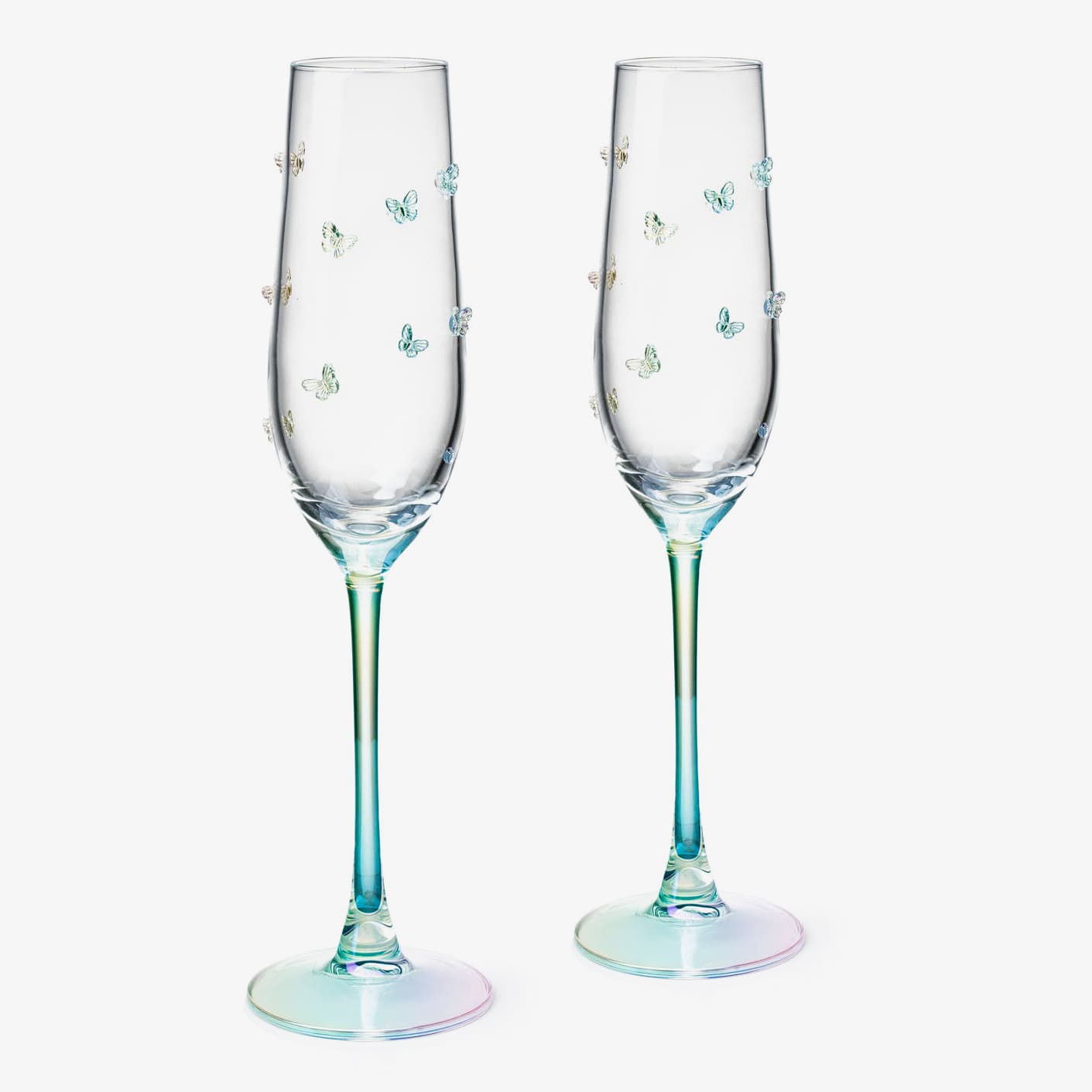 Luster Butterfly Champagne Flutes