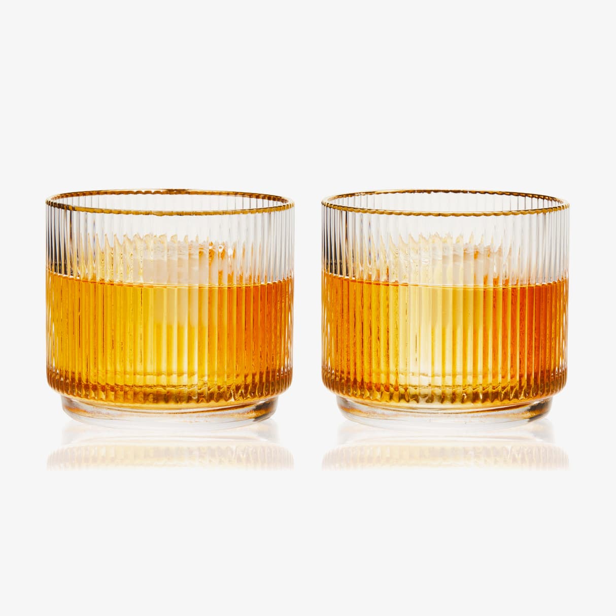 Meridian Gold Rimmed Crystal Lowball Tumblers, Set of 2