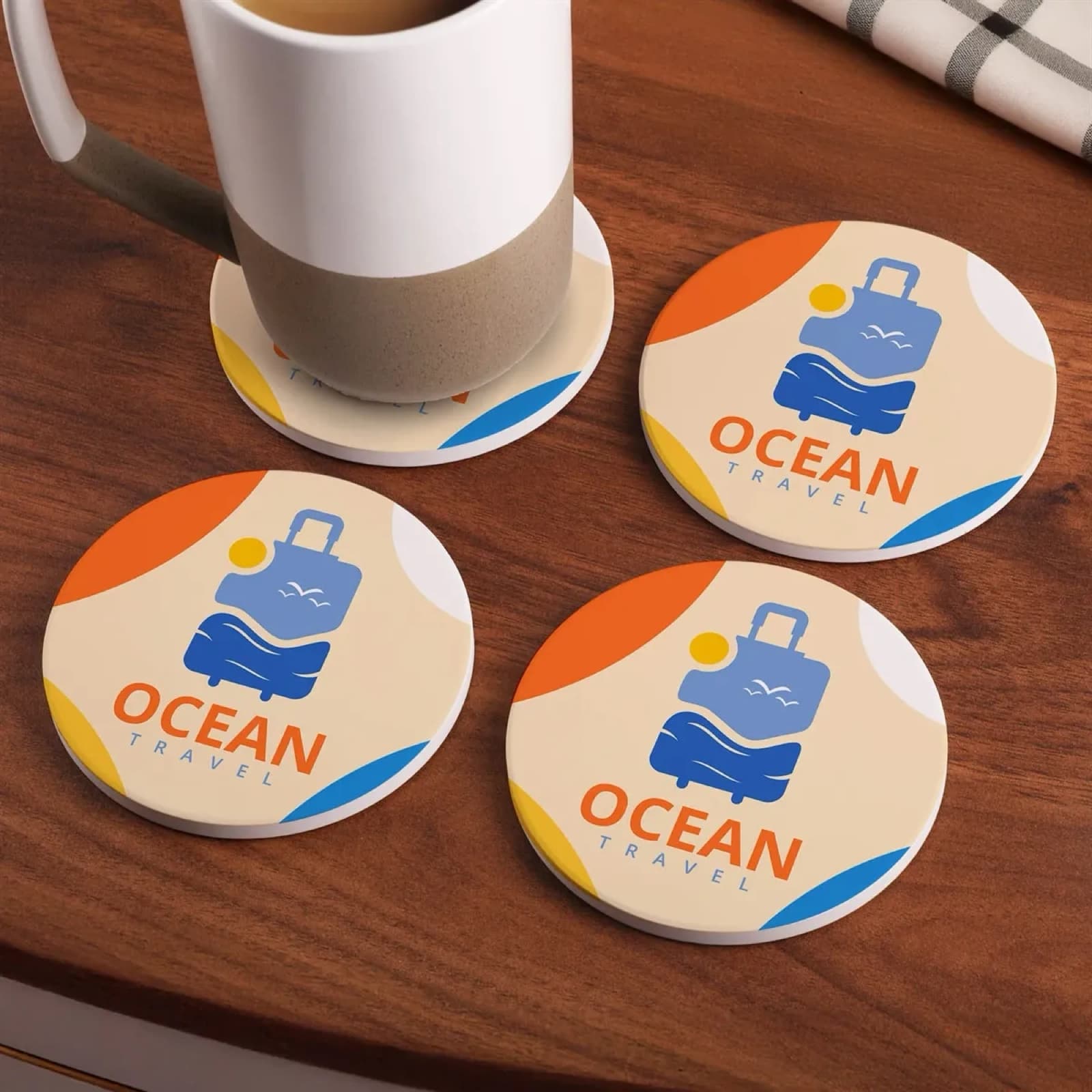 Round Ceramic Coaster Set / Set of 4, photo 3