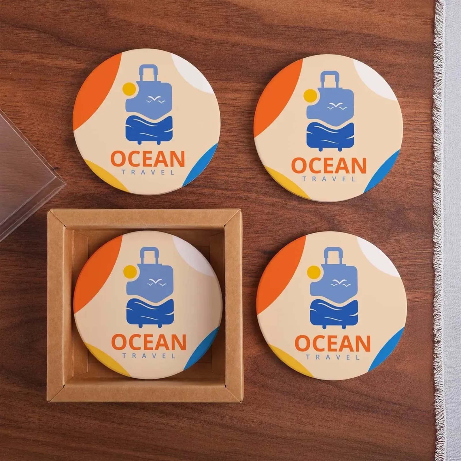Round Ceramic Coaster Set / Set of 4, photo 2