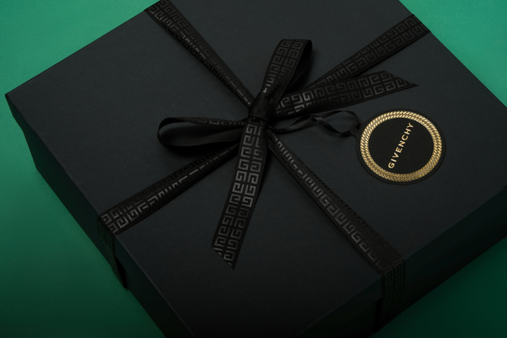 black gift box with branded givenchy logo by fountain gifts 