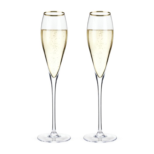 Viski Champagne Flutes Gold Rimmed